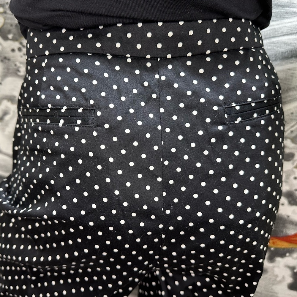 COUNTERPARTS BLACK WHITE POLKA DOT CAPRI PANTS STRETCH CROP RESORT TRAVEL 10 - Picture 8 of 12